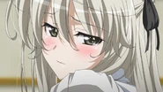 Sora blushing tearfully.