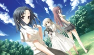 Sora, Kozue, and Yahiro as seen on the title screen.