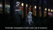 Sora complaining about mosquitoes at the festival.