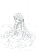 A settei sheet of Sora with her bunny.