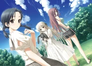 Sora, Kozue Kuranaga, and Yahiro Ifukube art done for the cover of Haruka na Sora.