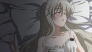 Sora laying in bed with a fever.