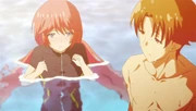 Airi embarrassed after splashing Kiyotaka.