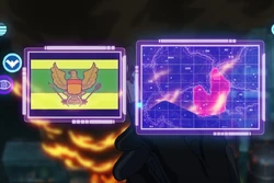 The flag and a map of Markovia.