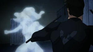 Mist fighting  in her vaporous form.