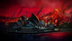 Sydney after  conjured a volcano.