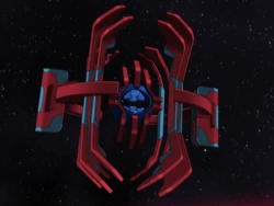 The M'arzz-Earth Communications Satellite floating in space.