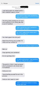 KieraBreakup.jpeg (235 KB) Morgan (white) and Kiera's (blue) text messages prior to their breakup