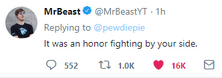 PewDiePie vs T-Series MrBeast surrenders