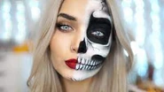 Her half skull make up tutorial