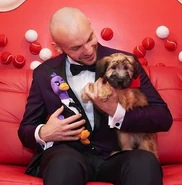Andrei with Wilfur at the Streamy Awards.