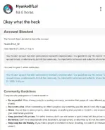 A screenshot of Scratch showing that Nyanko's account is banned.