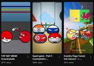 A screenshot featuring examples of Polandball videos made by content farms. made by content farms. These videos are all considered
