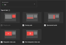 The monetization page on a video.