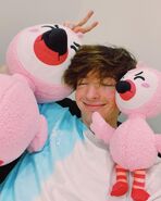 Albert with his merchandise plush toys by Youtooz released in May 2020