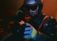 Cyraxx dressed as a racer.