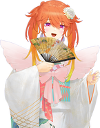 With a traditional Japanese fan
