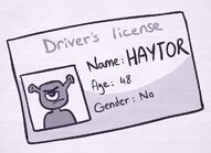 Haytor's driving license.