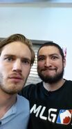 James and PewDiePie in October 2014