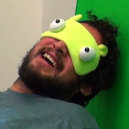 James being silly at the Creature Office; this also is his former Twitter profile picture