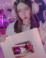 Stephanie with her 1 Million YouTube play button.