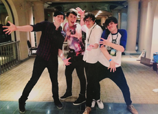 The Fantastic Foursome: (from left to right) Phil Lester, ,  and  at Vidcon 2013.