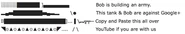 Bobs.png (59 KB) An image of the ASCII-art comment featuring "Bob" used in the then-new Google+/YouTube comment section to protest the forced adoption of Google+ for commenting