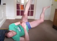 Callum tries to breakdance but fails.