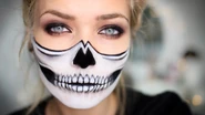 Side ways half skull make up routine