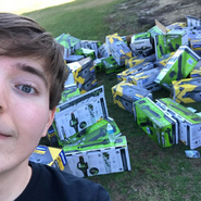 MrBeast and his 100 leaf blowers