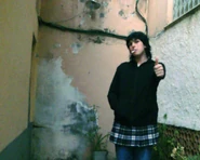 Laura smoking a cigarette