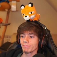 Fundy with a fox on his head