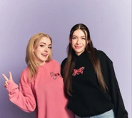 Hannah and Sylvee wearing Hannah's merchandise..jpg (341 KB) Hannah and Sylvee wearing Hannah's merchandise.