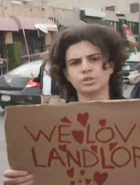 Matan at the protest