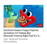 A video of Huggy Wuggy eating a sexualized Minecraft skin of a Minecraft zombie genderbent feces.