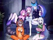 She draws (left to right): Snuffy, Ironmouse, Nyanners, Silvervale and Veibae