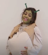 Tara as Shrek.