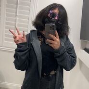 JellyBean with Black hair, wearing sunglasses