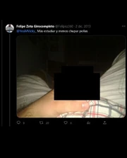 Felipez enviando una foto de sus testículos a un menor de edad.
