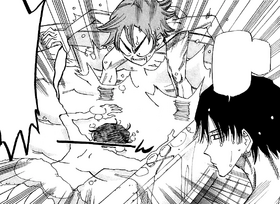 Sakamichi passes out in the bathtub.