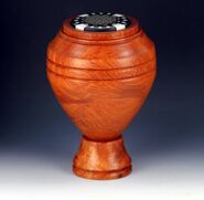 Amboyna burl throw-top and display stand