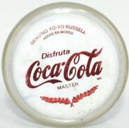 clear body and white caps with metallic red prints