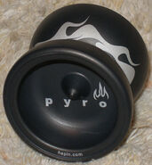 The logo side of a Black Pyro