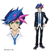 Full body view of Yusaku in his uniform.