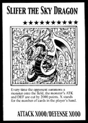 An example of an Egyptian God Card. This is "Slifer the Sky Dragon", from Yu-Gi-Oh!.