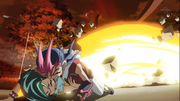 Yuma saves Tori from the blast