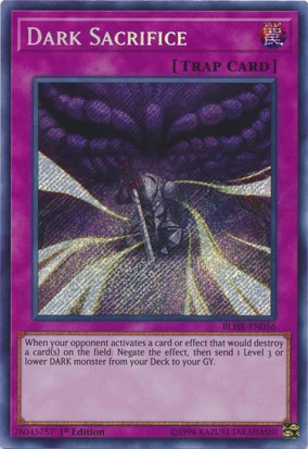 yugioh card of sacrifice Yugioh Dark Sacrifice BLHR-EN056 1st Edition Secret Rare Near Mint main image 1