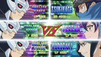 Tsukikage, Selena and Shun VS Obelisk Force