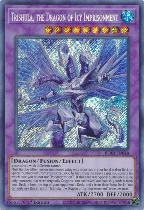 The Dragon Of Icy Imprisonment BLAR-EN048 1st ed secret Yugioh card Trishula 