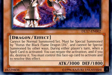 Horus the Black Flame Dragon LV8, Card Details